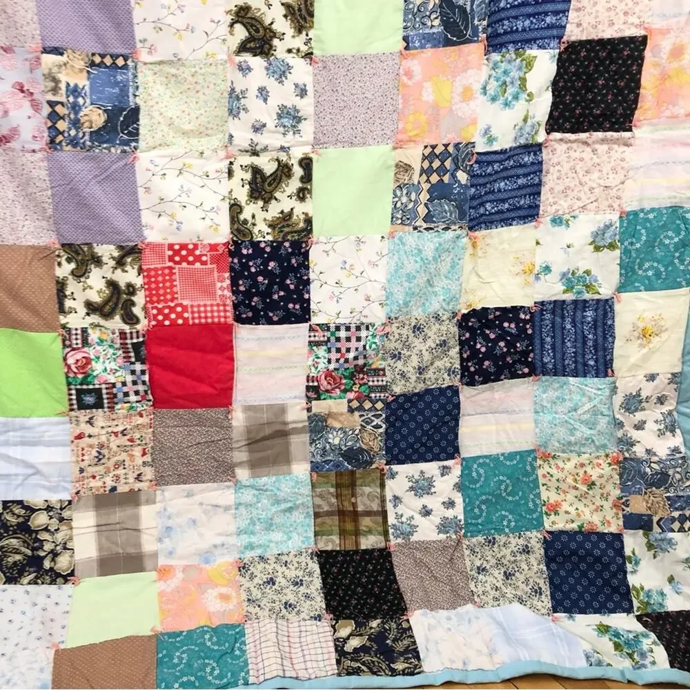 Vintage Handmade Multicolored Quilt